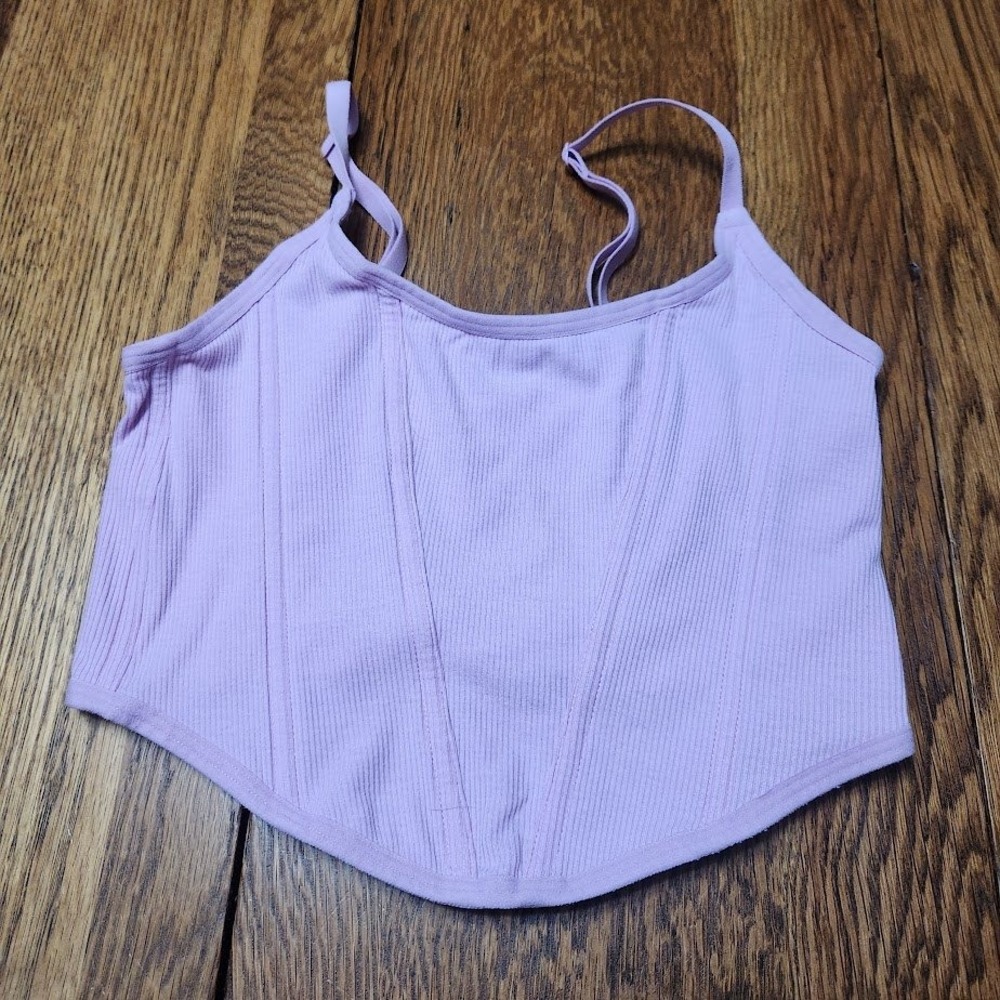 Colsie Lavender Ribbed Corset Camisole Top Purple Adjustable Straps Medium 769